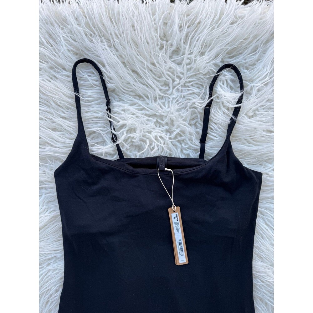 Skims Smooth Lounge Skimpy Strap Scoop Neck Mini Dress Obsidian Size Small - Picture 4 of 11